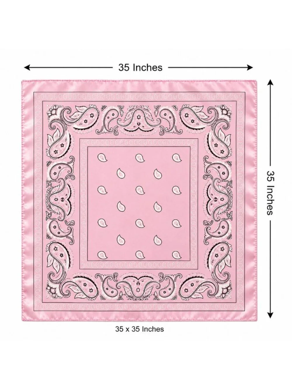 Pink White Black Paisley Wild Rag Scarf 35x35 Satin Western Cowgirl Cowboy
